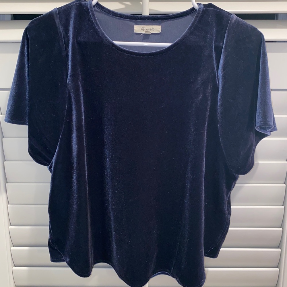 Madewell velvet butterfly top in navy XS